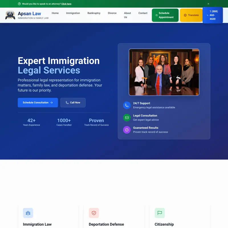 The Apsan Law website, built by Northfolk