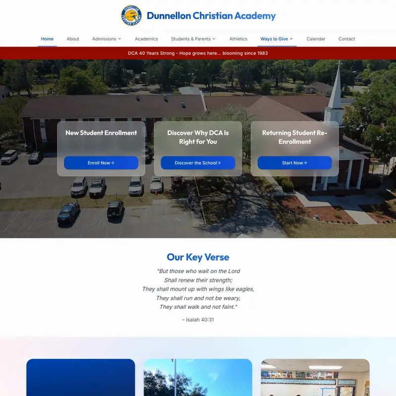 The DCA Eagles website, built by Northfolk